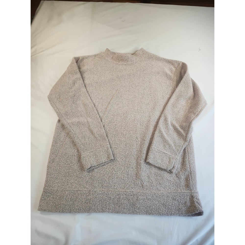 MV Sport Womens Oatmeal Heather Textured Knit Mock Neck‎ Pullover Sweater Small